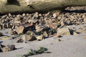 Rocks on Sand Beach macro view