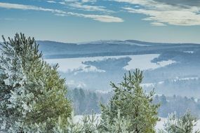 landscape of snowy Karapty in Poland