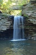Beautiful waterfall among the rocks and green plants in Virginia