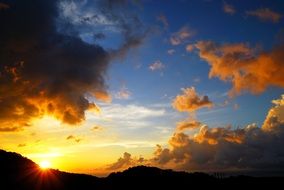 golden Sky with fluffy Cloud scene