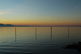 landscape of Sunset on Lake Constance in the evening