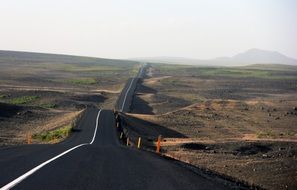 paved road with markings in the north of Iceland