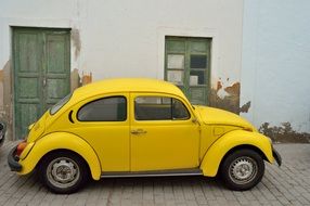 Vintage yellow car in lanzarote