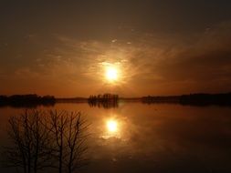 magnificent sunset on the lake