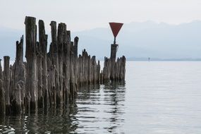 wooden poles in Lake Constance