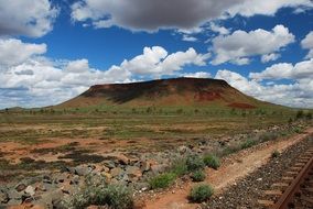 distant flat top Mountain in desert, Australia, Karratha