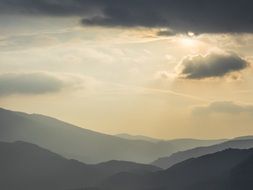 hills in the morning fog