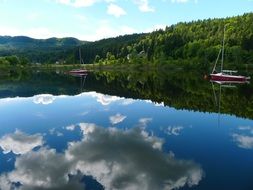 sky cloud reflection on lake landscape nature