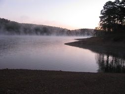 panoramic view of the missouri river in haze