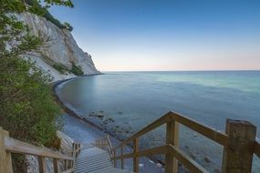 landscape of wooden stairs to the beach of the Baltic Sea in Denmark