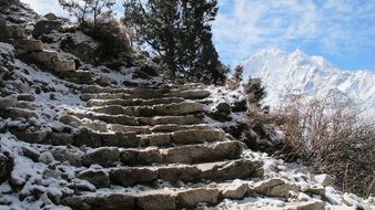 steps on a slope in the snow