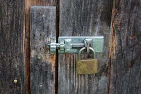 lock on an old wooden door