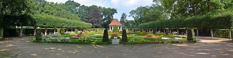 panoramic garden view in the gazebo
