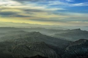 panorama of a canyon in a haze in the mountains of pakistan