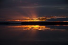 Lake at the sunset in Finland