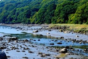 panorama of a river among large stone
