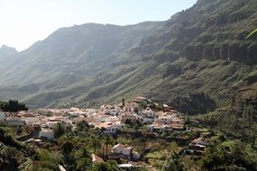 distant view of a village on the sunny island of Gran Canaria