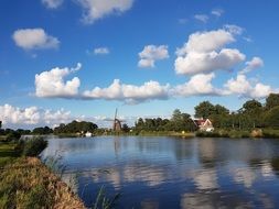 landscape of amstel river in the netherlands