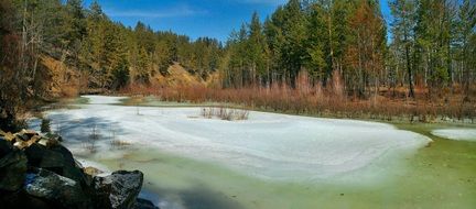 frozen river in the forest in Chita