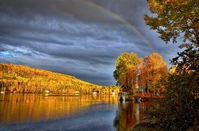 forest lake in autumn in Canada