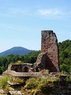 castle ruins in scenic landscape, France