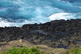 blue Ocean Waves at Cliff