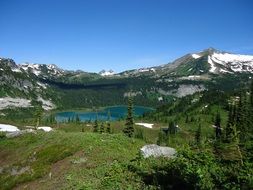 lake near mountains, usa, washington