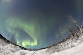 landscape of northern lights in alaska