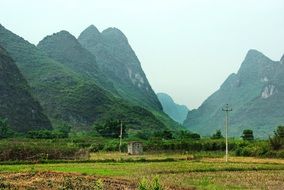 panoramic view of the countryside in the yangshuo region in the south of china