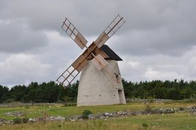 white mill on the island of Gotland in the Baltic Sea