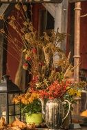 autumn flowers bouquet on the decoration scene