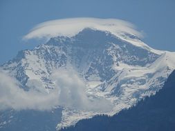 clouds over the mountain in winter