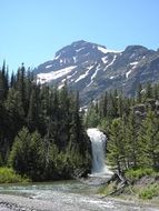 photo of a waterfall in a glacier national park