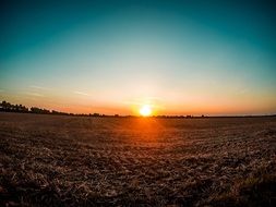 evening sky Field Sunset