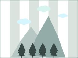 graphic image of trees at the foot of the mountains