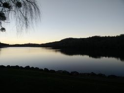 panorama of a lake at dusk