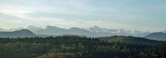 Landscape of beautiful Pyrenees mountains in France in winter