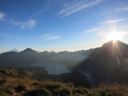 Rinjani mountain at the sunset