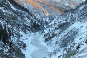 frozen mountain river