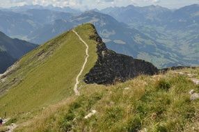 hiking path on the mountain summit in Switzerland