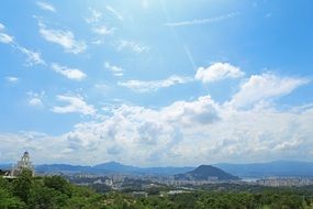 cityscape in korea in summer