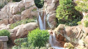 landscape of waterfall in disney land