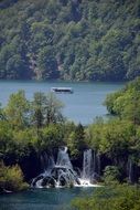 panorama of a waterfall on plitvice lakes in croatia