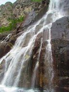 Waterfall on a rock mountain in nature