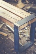 wooden bench with metal legs