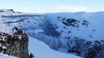 Gullfoss Waterfall in winter