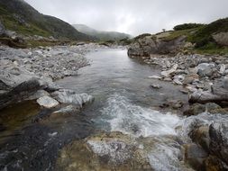 narrow mountain river, pyrenees