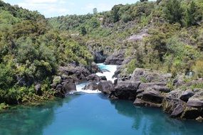 beautiful dark blue river in New Zealand