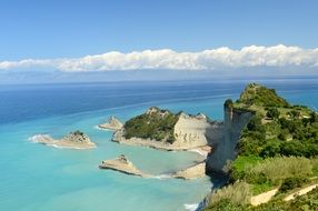 panorama of the rocky coast of corfu