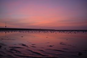 purple glow at sunset over the North Sea